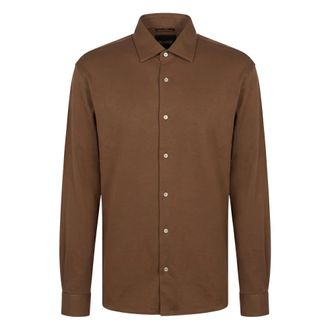 Moorer Lange Mouwen Shirt - Heren - Casual Overhemden - Bruin - M - Katoen - Overhemden