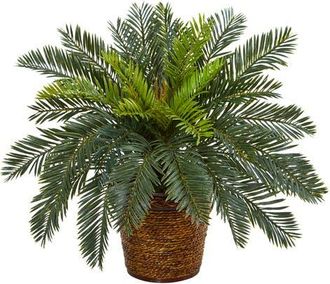 Nearly Natural 15-in Cycas Artificial Plant in Basket in Green at Nordstrom