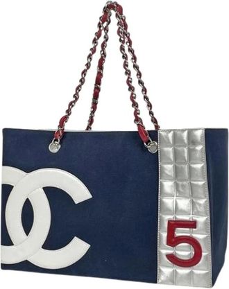 Chanel Pre-owned Tote Bags, female, Blue, Size: ONE SIZE Pre-owned Vintage Tote Bag