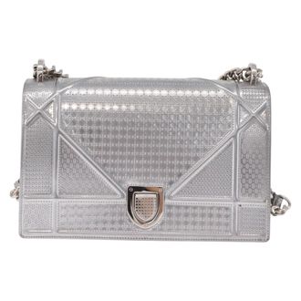 Dior Diorama Flap Patent Silver Patent_Leather Handbag (Pre-Owned)