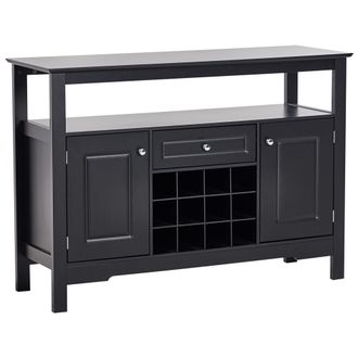 Beliani Beliani - Aparador 2 Puertas Con Estantes Caj&oacute;n Y Botellero Almacenaje De Estilo Mediterr&aacute;neo Elegante Negro Timboon