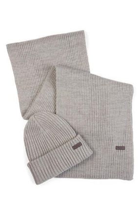 Barbour Crimdon Beanie & Scarf Gift Set in Grey at Nordstrom Rack