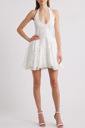 Delfi Hera Eyelet Halter Minidress in White at Nordstrom Rack, Size X-Small