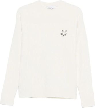 Maison Kitsun&eacute; Off White Round Neck Logo Sweater