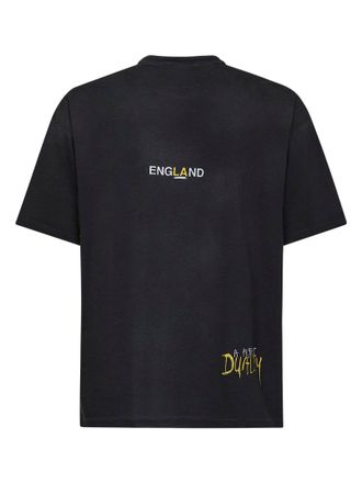 Represent Mens T-Shirt Enemy Print Washed Black Cotton T-Shirts And Polos