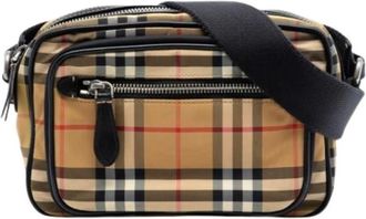 Burberry Pre-owned Cross Body Bags, female, Beige, Size: ONE SIZE Pre-owned Nylon Crossbody Bag