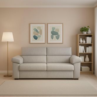 Dmora Dmora - Sof&aacute; Fijo 2 Plazas Pisogne, Sof&aacute; Lineal Para Sal&oacute;n, Acolchado, Desenfundable, Calidad 100% Made In Italy, 185x95 H100 Cm, Beige