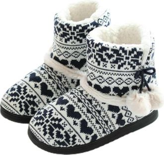 Generic YUJIEBB Winter Slipper Booties for Women Warm Plush Indoor Outdoor Cute House Home Shoes Boots Black