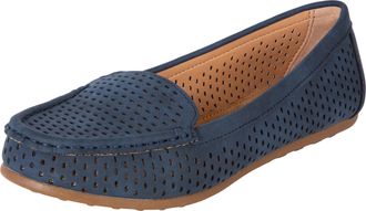 Comfort Plus Womens Freya Perforated Classic Slip-On Driving Moccasin by Payless, Navy, 7.5 UK Wide