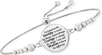 Ross-Simons Italian Sterling Silver Serenity Prayer Bolo Bracelet