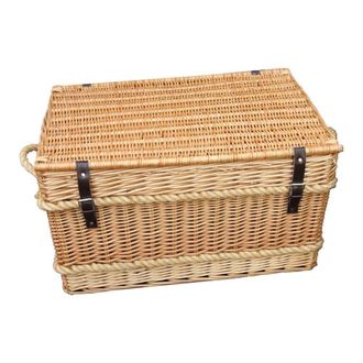 Red Hamper Wicker Rope Handled Trunk 66cm Empty Picnic Basket in Brown