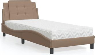 vidaXL Cama Con Colch&oacute;n Cuero Sint&eacute;tico Capuchino 90x190 Cm Vidaxl