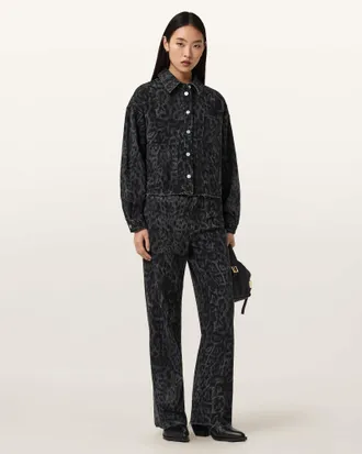 AllSaints Main: 63% Cotton, 37% Lyocell Blake Wide Leg Leopard Print Jeans, Size: 25