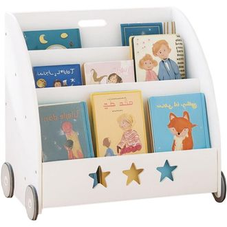 Relaxdays Estanter&iacute;a Relaxdays Para Ni&ntilde;os, Hbt: 57 X 62 X 42 Cm, M&oacute;vil, 3 Estantes Para Libros, Juguetes, Blanca
