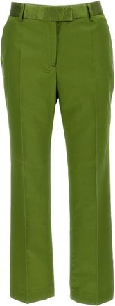 Alberto Biani Green Straight Leg Silk-Cotton Formal Pants