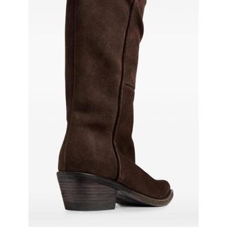 Khaite Snip-Toe Suede Boot - Brown