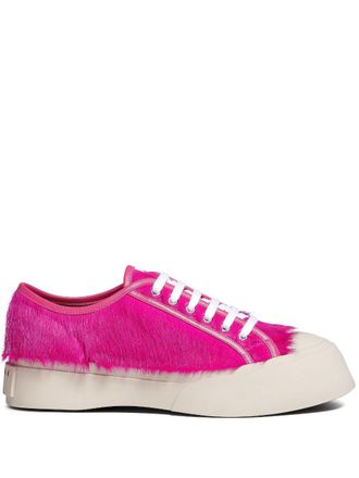 Marni Pablo calf-hair lace-up sneakers - men - Calf Hair/Ovine Leather (top grain)/Rubber - 41 - Pink