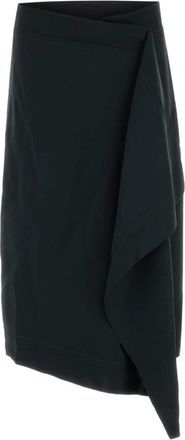 Ami Wollen Midi Wikkelrok - Dames - Midirokken - Zwart - S - Wol - Rokken