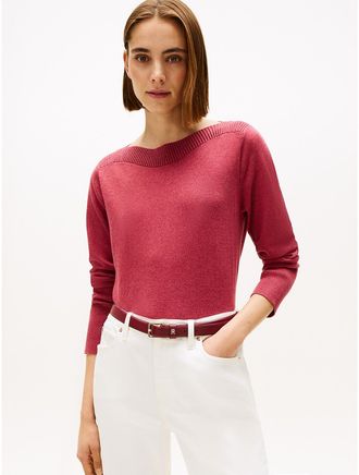 Tommy Hilfiger Womens Boatneck Sweater - Pink - XXL