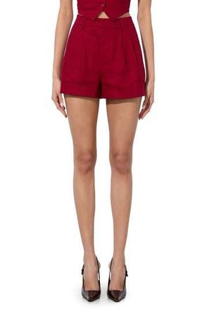 Alice & Olivia Conry Cuff Linen Blend Shorts in Dark Cherry at Nordstrom Rack, Size 0