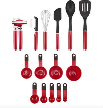 KitchenAid KO4478BXERI set di utensili da cucina 15 pz Nero, Rosso, Acciaio inox