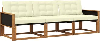 vidaXL Conjunto De Sof&aacute;s De Exterior 3 Uds. Natural Y Crema Vidaxl