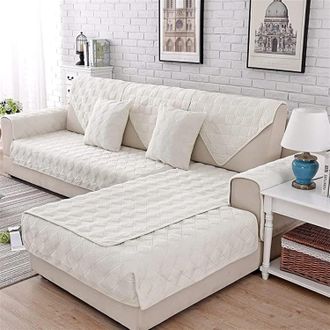 OEM Funda De Sof&aacute; En Forma De L, Color Blanco Roto, Con Reposabrazos, Antideslizante, 70x150cm