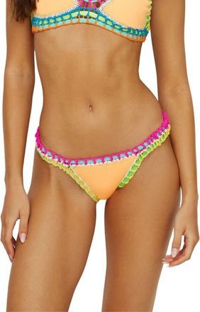 PQ Swim Colorful Whipstitch Trim Bikini Bottoms in Mango at Nordstrom