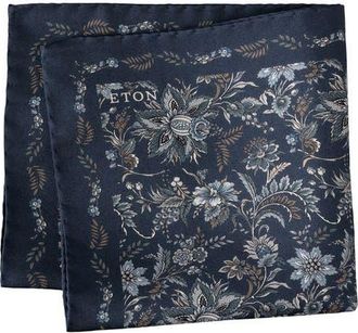 Eton Floral Silk Pocket Square in Navy at Nordstrom