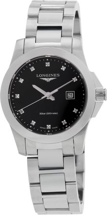 Longines Conquest Quartz Diamond Black Dial Ladies Watch L3.277.4.57.6