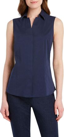 Foxcroft Taylor Non-Iron Sleeveless Shirt in Navy at Nordstrom, Size 10