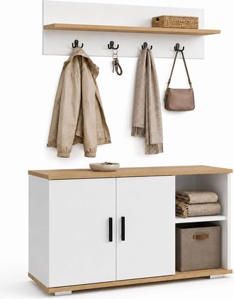 VCM Conjunto De Armario Para Pasillo Con Banco Gados L 77x90x33 - Vcm