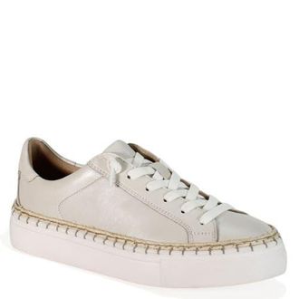 Diba EM BELISH Metallic Leather Lace Up Sneaker in White at Nordstrom, Size 9.5