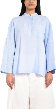 Max Mara Blouses, female, Blue, Size: XS Washed Linen Blouse