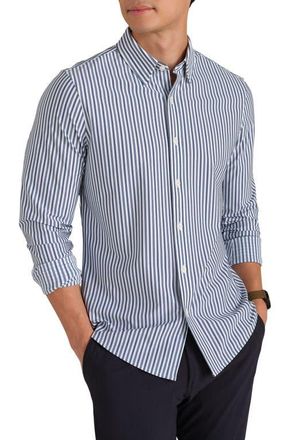 Rhone Commuter Slim Fit Stripe Performance Button-Up Shirt in Navy/White Vintage Stripe at Nordstrom, Size Xx-Large