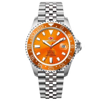 Seapro Mens Grand Meridian Orange Dial Watch