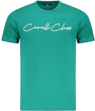 Cavalli Mens Signature Tee Short Sleeve - Dark Green Cotton - Size X-Large