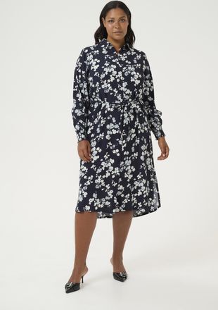 Kaffe Curve Jurk Loose fit Marine Flower dark blue