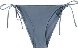 Mango Side Tie Bikini Bottoms in Blue at Nordstrom, Size Medium