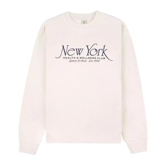Sporty & Rich Beige Logo Sweater Ronde Hals - Dames - Sweatshirts - Beige - XS - Katoen - Hoodies & sweatvesten