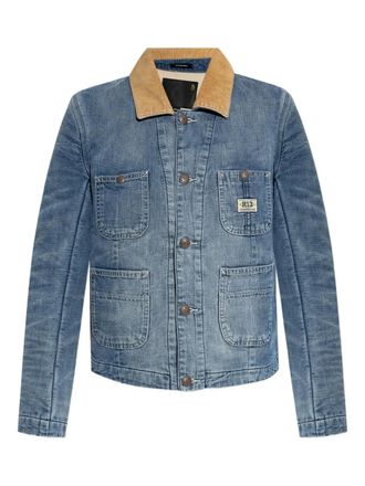 R13 corduroy-collar denim jacket - women - Cotton - S - Blue