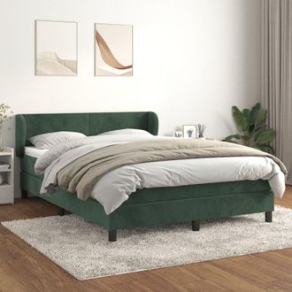 vidaXL Cama Box Spring Con Colch&oacute;n Terciopelo Verde Oscuro 140x190 Cm Vidaxl