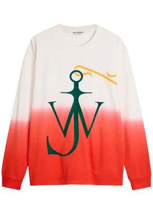 J.W.Anderson Dip Dye Anchor Embroidered Cotton T-shirt - Multicoloured 1 - XL