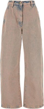 Palm Angels Overdyed Logo Wide Leg Jeans - Dames - Loose Fit Jeans - Roze - W25 - Katoen - Jeans