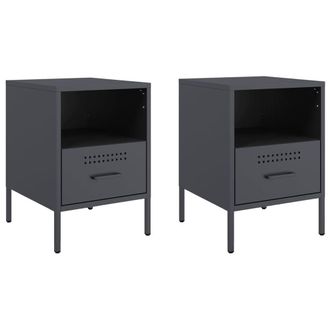 Berkfield Home Bedside Cabinets 2 pcs Anthracite 36x39x50.5 cm Steel in Dark Grey
