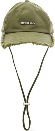 Jacquemus Groene Franje Rand Hoed met Verstelbare Band - Heren - Petten - Groen - 60 CM - Accessoires