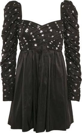 Self Portrait Abito corto con maniche a palloncino - Nero