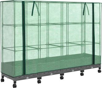 vidaXL Maceta De Jard&iacute;n Con Cubierta De Invernadero Y Ruedas 4 Uds. Pp Vidaxl