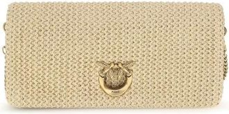 Pinko Pinko - Love Bag Click Soft Horizontal Classic Medium - Dames - Tassen - Beige - Maat: ONE Size Katoen