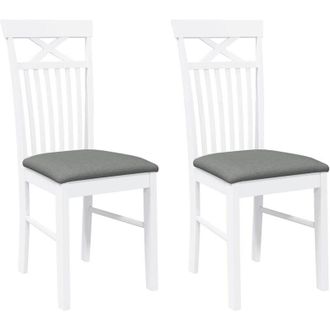 vidaXL Sedie da Pranzo con Cuscini 2 pz Bianco Legno Massello di Hevea - Vidaxl